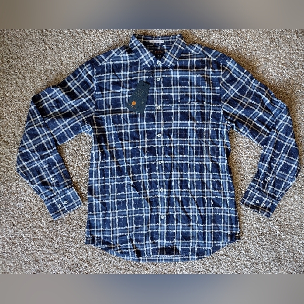 Good Man Brand Blue Plaid Long Sleeve Men's Button Down Shirt NWT